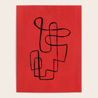 Minimalist Minimal Line Drawing Line Art Maze Red Painting Mid Century Modern Cool Retro Funky Trendy Poster Gallery Image 4