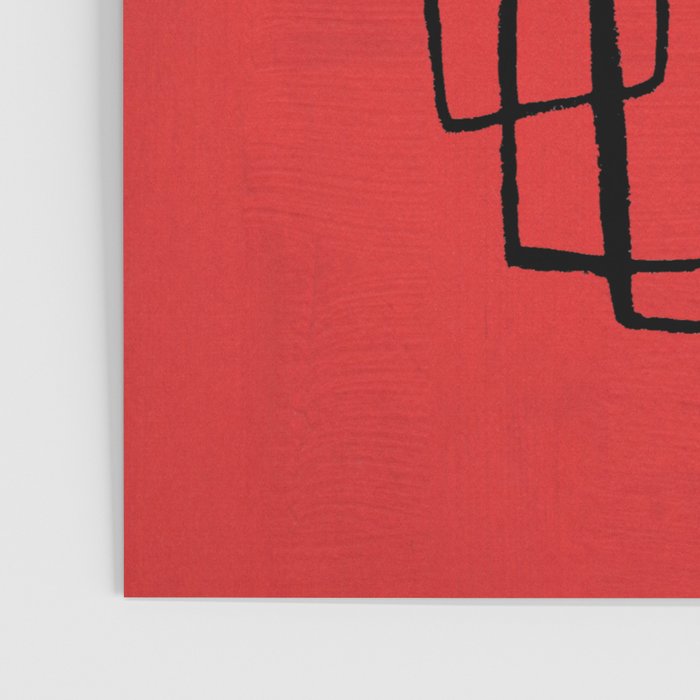 Minimalist Minimal Line Drawing Line Art Maze Red Painting Mid Century Modern Cool Retro Funky Trendy Poster Gallery Image 3