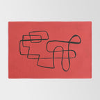 Minimalist Minimal Line Drawing Line Art Maze Red Painting Mid Century Modern Cool Retro Funky Trendy Rug Gallery Image 2