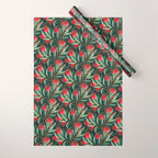 Pohutukawa - Red / Natural Green Wrapping Paper Gallery Image 1