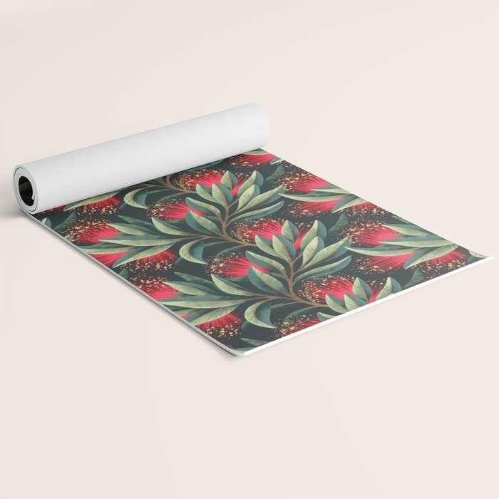 Pohutukawa - Red / Natural Green Yoga Mat Gallery Image 2