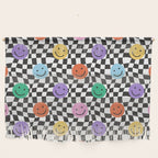 Colorful retro checkered happy face pattern Wall Hanging Gallery Image 1