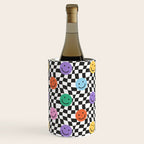 Colorful retro checkered happy face pattern Wine Chiller Gallery Image 2