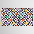 Colorful retro checkered happy face pattern Tablecloth Gallery Image 2