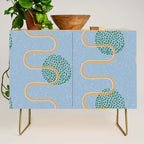 Abstract Fields in Blue-Grey & Green Credenza Gallery Image 1