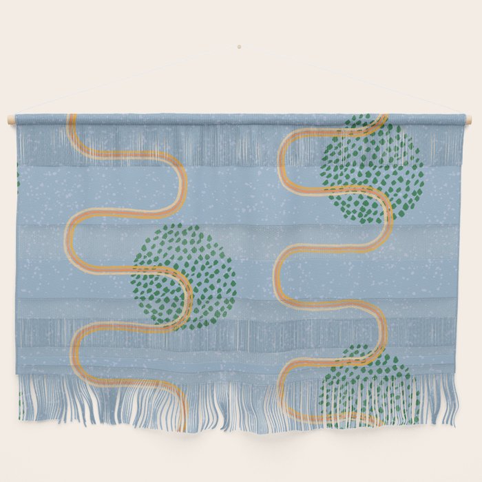 Abstract Fields in Blue-Grey & Green Wall Hanging Gallery Image 1