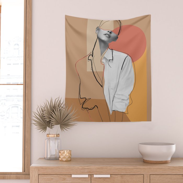 Minimalist Girl2 Wall Tapestry Gallery Image 2
