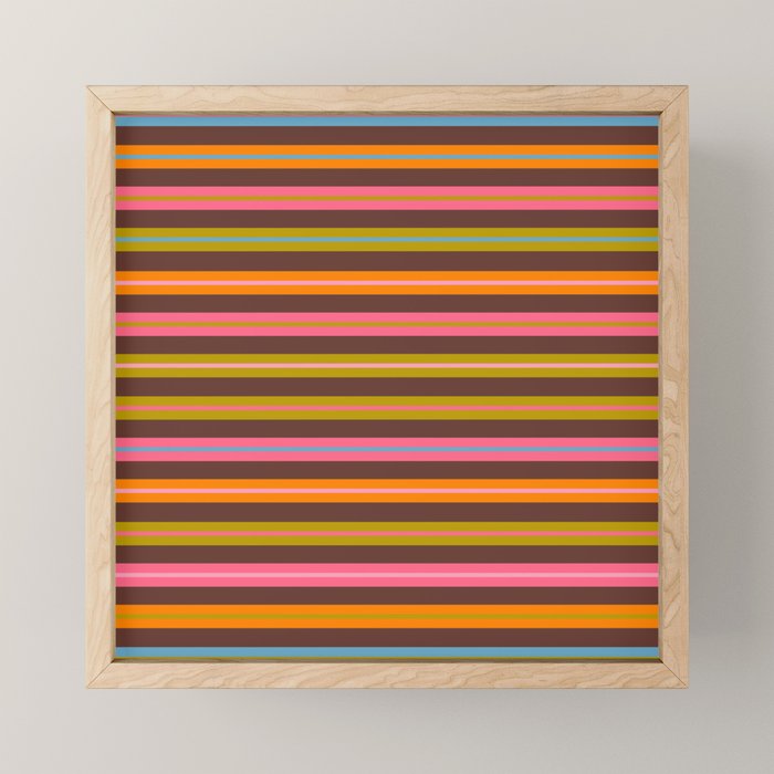 Eclectic Double Stripes Colorful Pattern with Brown Mini Art Print Gallery Image 1