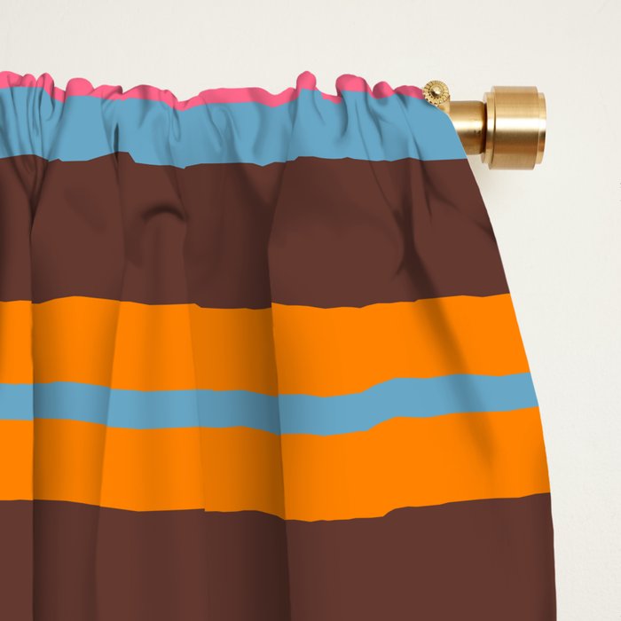 Eclectic Double Stripes Colorful Pattern with Brown Window Curtain Gallery Image 2