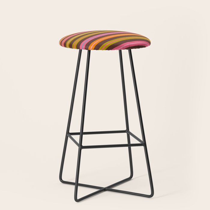 Eclectic Double Stripes Colorful Pattern with Brown Stool Gallery Image 1