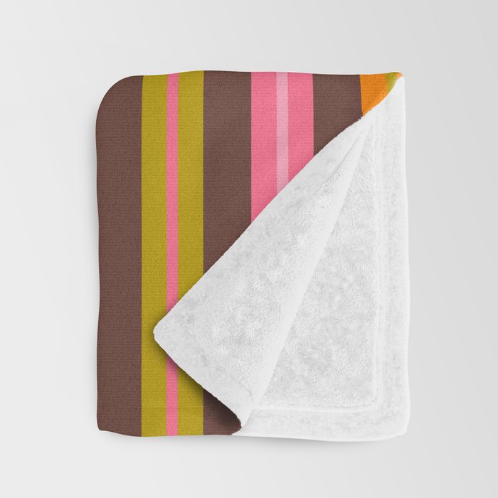 Eclectic Double Stripes Colorful Pattern with Brown Throw Blanket Gallery Image 3
