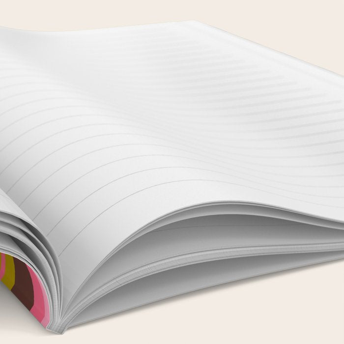 Eclectic Double Stripes Colorful Pattern with Brown Notebook Gallery Image 2