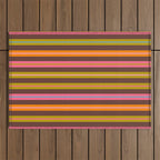 Eclectic Double Stripes Colorful Pattern with Brown Outdoor Rug Gallery Image 1