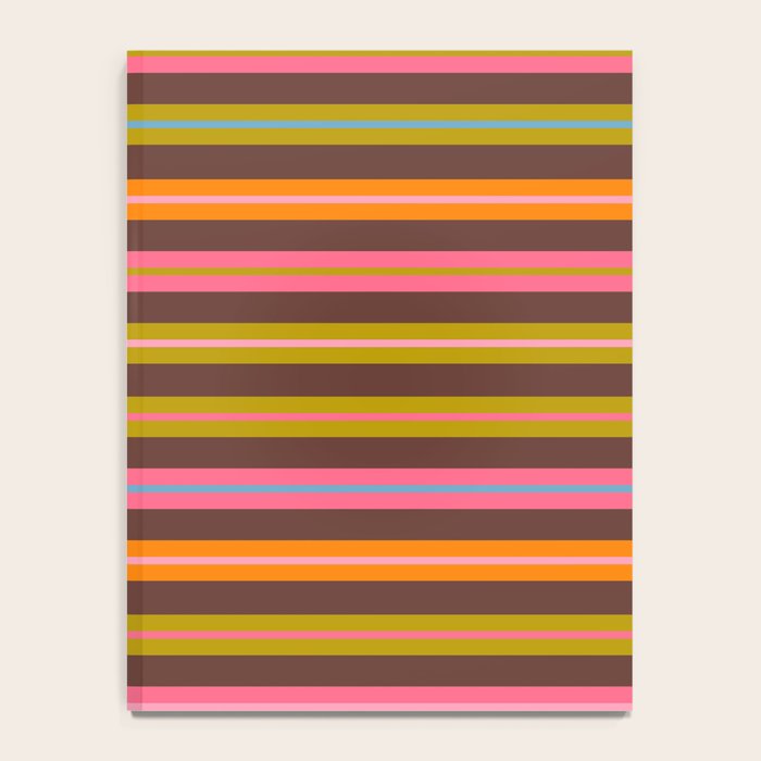 Eclectic Double Stripes Colorful Pattern with Brown Notebook Gallery Image 4