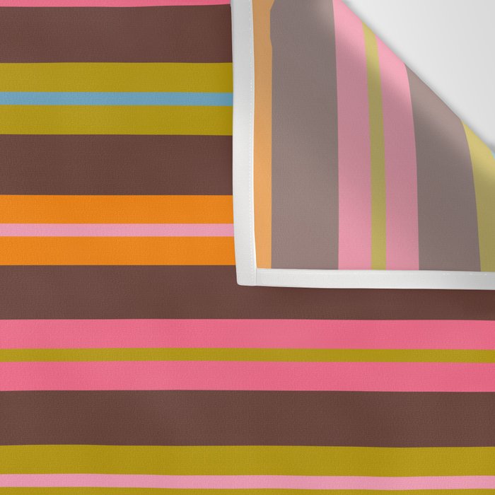 Eclectic Double Stripes Colorful Pattern with Brown Wall Tapestry Gallery Image 3