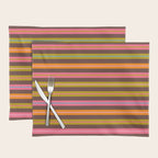 Eclectic Double Stripes Colorful Pattern with Brown Placemat Gallery Image 1