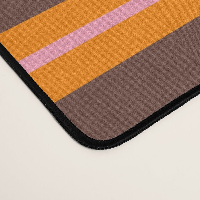 Eclectic Double Stripes Colorful Pattern with Brown Desk Mat Gallery Image 4
