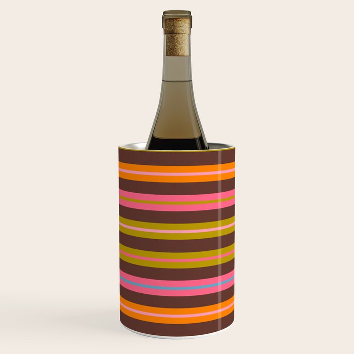 Eclectic Double Stripes Colorful Pattern with Brown Wine Chiller Gallery Image 1
