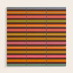 Eclectic Double Stripes Colorful Pattern with Brown Wood Wall Art Gallery Image 1