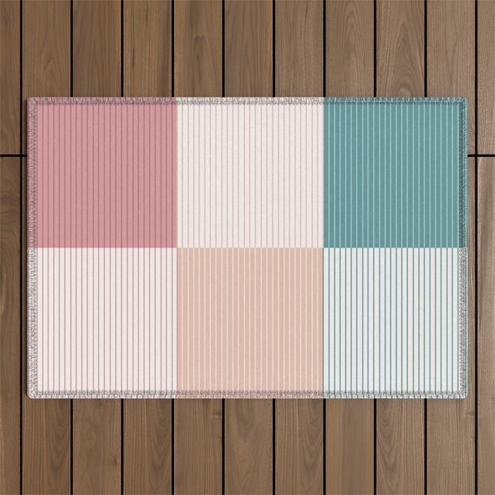 Color Block Line Pattern XIII Outdoor Rug Gallery Image 1