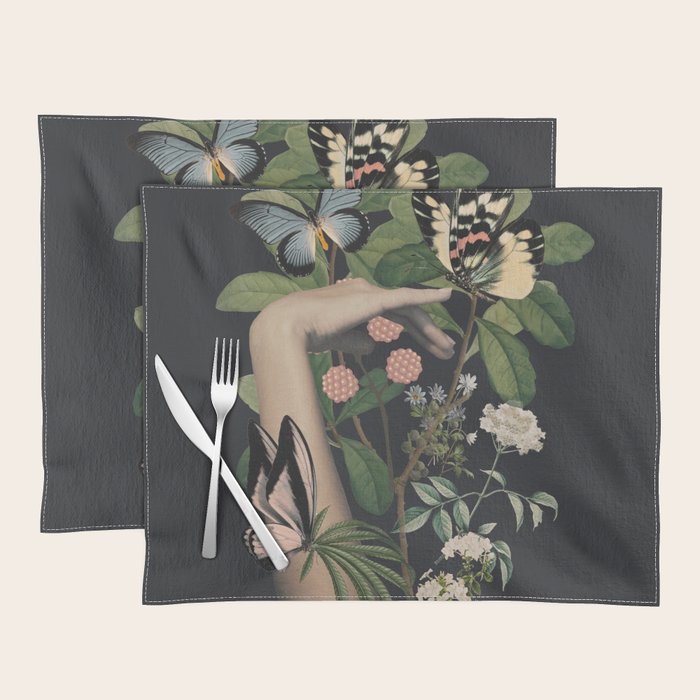 Minimal Collage/ Hand, Plants and Butterflies 5 Placemat Gallery Image 1
