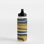 Palm Springs Mid-Century Modern Abstract Pattern in Light and Dark Mustard, Gray, and White on Navy Blue Water Bottle Gallery Image 3