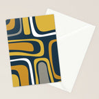 Palm Springs Mid-Century Modern Abstract Pattern in Light and Dark Mustard, Gray, and White on Navy Blue Stationery Card Gallery Image 2