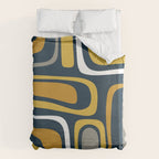 Palm Springs Mid-Century Modern Abstract Pattern in Light and Dark Mustard, Gray, and White on Navy Blue Duvet Cover Gallery Image 6
