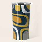 Palm Springs Mid-Century Modern Abstract Pattern in Light and Dark Mustard, Gray, and White on Navy Blue Travel Mug Gallery Image 1