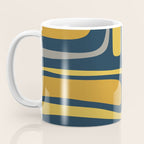 Palm Springs Mid-Century Modern Abstract Pattern in Light and Dark Mustard, Gray, and White on Navy Blue Coffee Mug Gallery Image 3