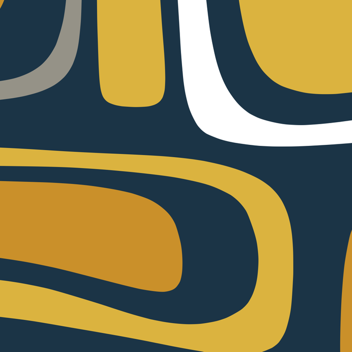 Palm Springs Mid-Century Modern Abstract Pattern in Light and Dark Mustard, Gray, and White on Navy Blue Coffee Mug Gallery Image 2