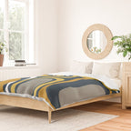 Palm Springs Mid-Century Modern Abstract Pattern in Light and Dark Mustard, Gray, and White on Navy Blue Duvet Cover Gallery Image 2
