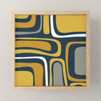 Palm Springs Mid-Century Modern Abstract Pattern in Light and Dark Mustard, Gray, and White on Navy Blue Mini Art Print Gallery Image 1