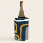Palm Springs Mid-Century Modern Abstract Pattern in Light and Dark Mustard, Gray, and White on Navy Blue Wine Chiller Gallery Image 3