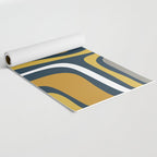 Palm Springs Mid-Century Modern Abstract Pattern in Light and Dark Mustard, Gray, and White on Navy Blue Yoga Mat Gallery Image 2