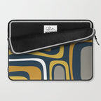 Palm Springs Mid-Century Modern Abstract Pattern in Light and Dark Mustard, Gray, and White on Navy Blue Laptop Sleeve Gallery Image 2