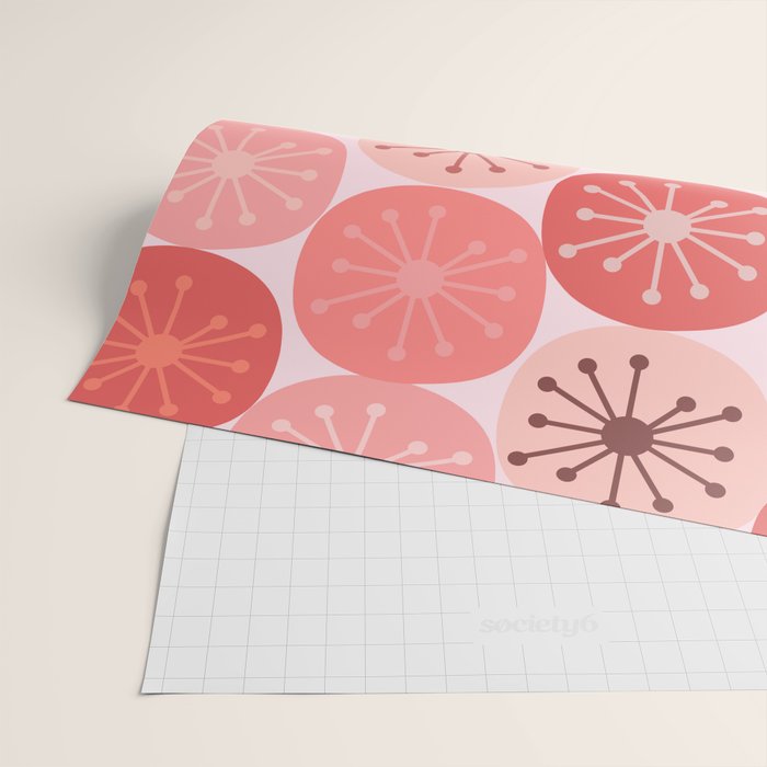 Atomic Dots Midcentury Modern Space Age Pattern in Blush Pink Tones Wrapping Paper Gallery Image 2