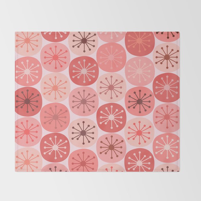 Atomic Dots Midcentury Modern Space Age Pattern in Blush Pink Tones Throw Blanket Gallery Image 2