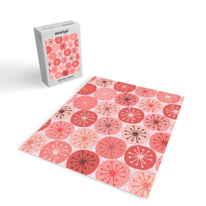 Atomic Dots Midcentury Modern Space Age Pattern in Blush Pink Tones Jigsaw Puzzle Gallery Image 2
