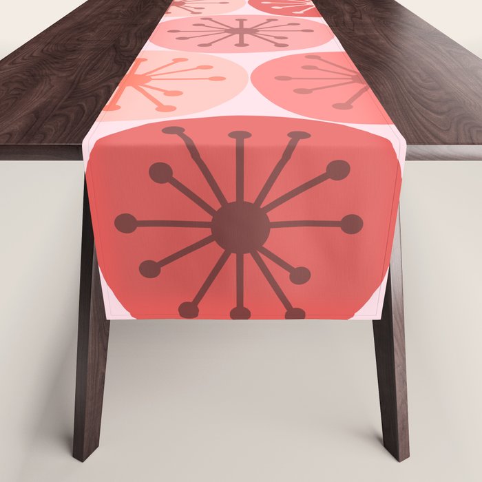 Atomic Dots Midcentury Modern Space Age Pattern in Blush Pink Tones Table Runner Gallery Image 1