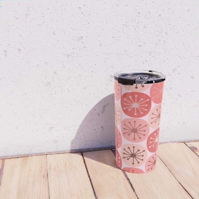 Atomic Dots Midcentury Modern Space Age Pattern in Blush Pink Tones Travel Mug Gallery Image 4