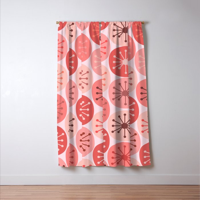 Atomic Dots Midcentury Modern Space Age Pattern in Blush Pink Tones Window Curtain Gallery Image 3