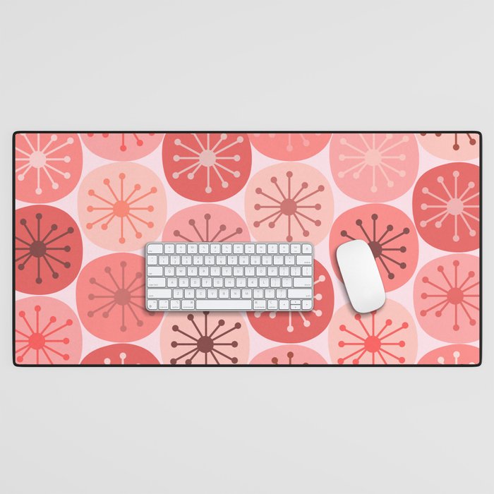 Atomic Dots Midcentury Modern Space Age Pattern in Blush Pink Tones Desk Mat Gallery Image 1