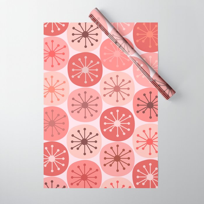 Atomic Dots Midcentury Modern Space Age Pattern in Blush Pink Tones Wrapping Paper Gallery Image 1