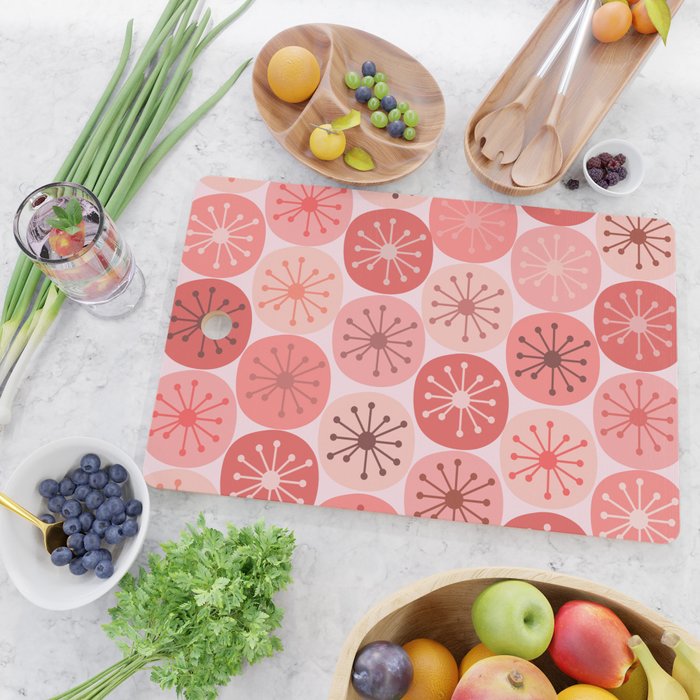 Atomic Dots Midcentury Modern Space Age Pattern in Blush Pink Tones Cutting Board Gallery Image 2