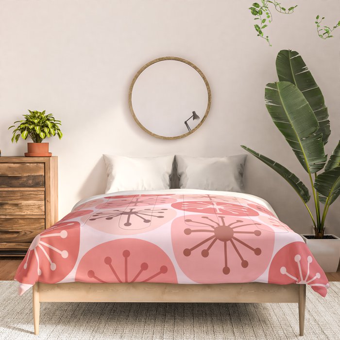 Atomic Dots Midcentury Modern Space Age Pattern in Blush Pink Tones Comforter Gallery Image 3