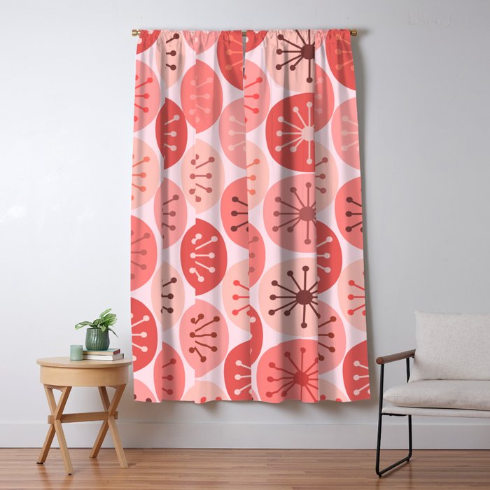 Atomic Dots Midcentury Modern Space Age Pattern in Blush Pink Tones Window Curtain Gallery Image 5