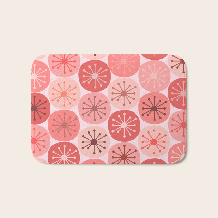 Atomic Dots Midcentury Modern Space Age Pattern in Blush Pink Tones Bath Mat Gallery Image 1