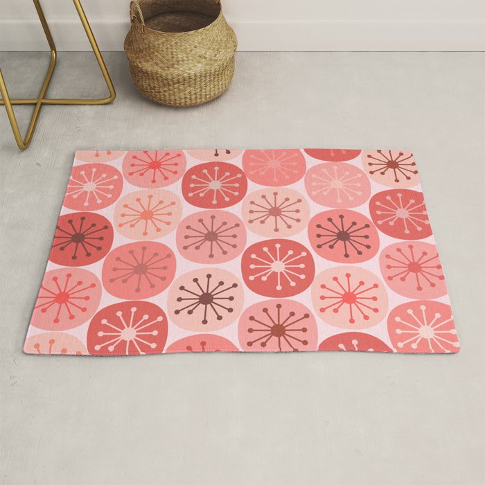 Atomic Dots Midcentury Modern Space Age Pattern in Blush Pink Tones Rug Gallery Image 1