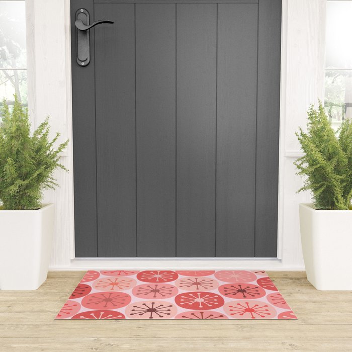Atomic Dots Midcentury Modern Space Age Pattern in Blush Pink Tones Welcome Mat Gallery Image 3